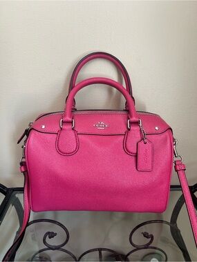 Coach Pink Leather Satchel with Removable Strap